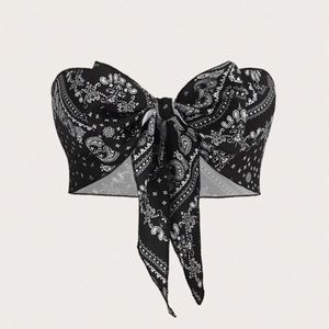 NWT SHEIN ICON Paisley Print Knot Front Tube Top